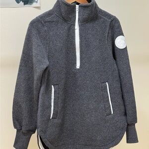 Gray Half-Zip Pullover with White Accents